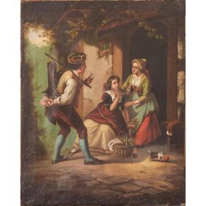 French Or Flemish - Golden Age Style Courtship Scene