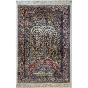 Handwoven Vintage Rug - Peacocks And Lions