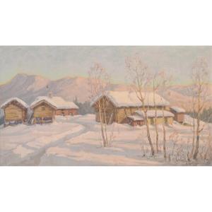 Einar Krüger - Post-impressionist Snow Landscape