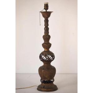 Oriental Style Patinated Brass - Lamp Stand