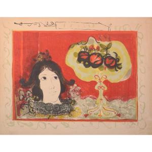 Agustín Ubeda (1925 - 2007) - Lady With Fruit