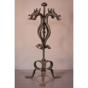 Follower Of Antoni Gaudí - Art Nouveau Wrought Iron Dragon Stand