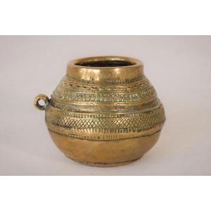 African Tribal Brass Measuring Pot