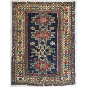 Handwoven Antique - Blue Ground Persian Rug With Bird-like Figures