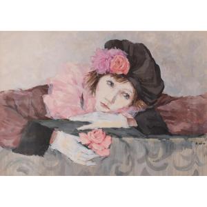 Portrait Of A Lady With A Rose - In The Style Of Manet