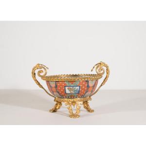 19th Century Chinese Or Japanese Imari Porcelain Bowl With Gold Mounts