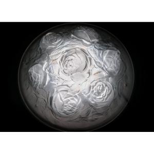 1930s Floral Pattern Molded Glass Pendant Lamp