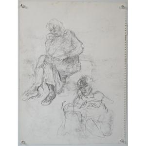 Four Ink And Pencil Studies - Various Portrait And Still Life Subjects