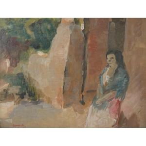 Plein Air - Impressionist - Study Of A Lady