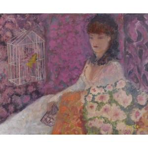 Pierre Bonnard - Follower - Portrait Of A Woman With A Birdcage