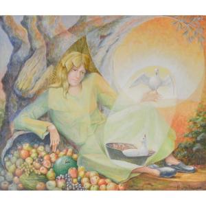 Artist: R. Luis Monllao ? Year: 2002 Signed And Dated  Medium: Watercolor And Mixed Media Signa