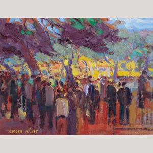 Mercado De Sineu – Original Oil Painting By Mateu Sitges Febrer | Mallorcan Market Scene