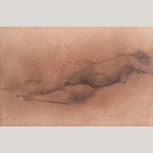 Reclining Nude Study – Original Signed Drawing 20th Century