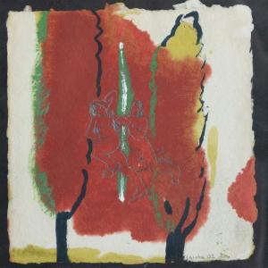 Figures In Red Forest – Attributed To Jacoba Martínez Millán