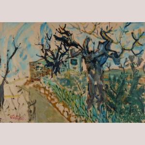 Winter Vineyard Path With Bare Trees – Saturo