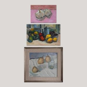 Three Spanish Still Life Paintings – Original Oils On Canvas