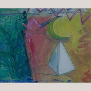 Estimo Llunes: Piràmides – Gerard Sala – 1977 – Original Abstract Oil On Canvas