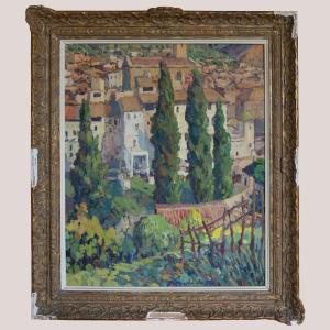Mediterranean Village Scene – Ramón Moscardó – Original Oil On Canvas
