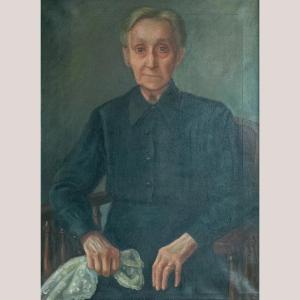 Portrait Of An Elderly Woman – Hand-carved Gilded Frame