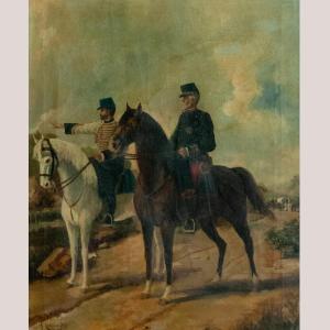 Military Officers On Horseback – Signed J. Cusachs