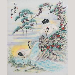 Pine And Cranes Landscape, Attributed To Xue Hua