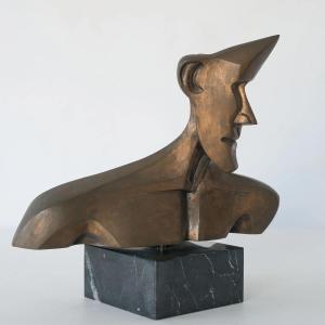 Modernist Bronze Bust – Signed Fabregat