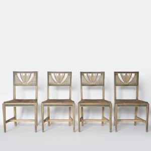 Set Of Four Neoclassical Painted Dining Chairs