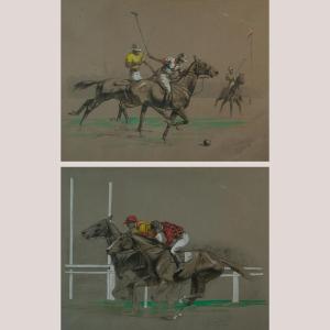 Equestrian Sporting Scenes – Deauville Polo And Longchamp Horse Race By Eugène Pechaubès