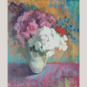 Floral Still Life Colourist Oil Painting – Signed (artist Unidentified)