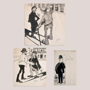 Spanish Or Catalan Satirical Cartoon Studies – Unidentified Artists