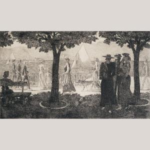 Lakeside Promenade Scene By Karl Otto Hügin