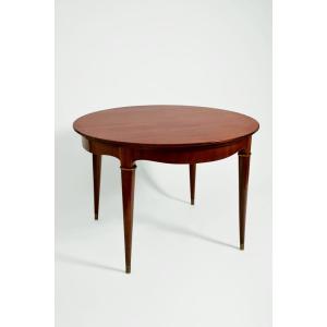 Round Dining Table In Wood And Bronze. Italy, 1960s.