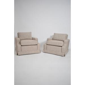 Pair Of Grey Beige Armchairs, 1960s.