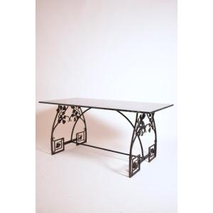 1960s Floral Wrought Iron Console Table