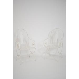 Pair Of Wrought Iron Birds Armchairs, 1960s.