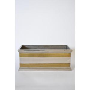 Neoclassical Rectangular Aluminum And Brass Planter, 1970s.