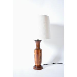 Wood Marquetry Table Lamp, 1960s.