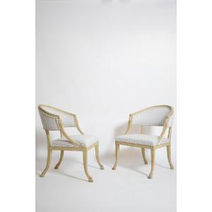 Pair Of Gustavian Armchairs, XIXth C.