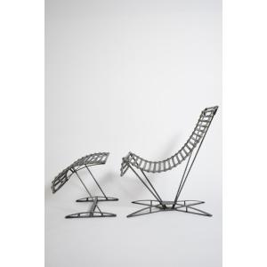 "rocking Chaine" Lounge Chair And Footrest By J-m Mouligne, 1990s.