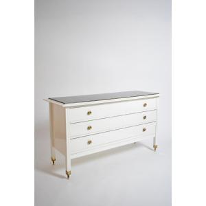 Carlo De Carli White Lacquered Chest Of Drawers, 1960s.