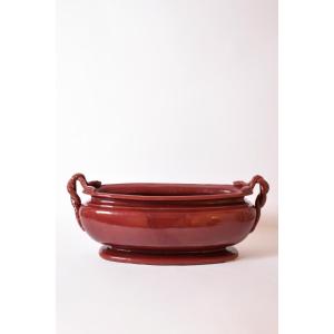 Important Red Ceramic Planter Bowl, 1950s.