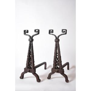 Pair Of Directoire Period Andirons, XIXth C.
