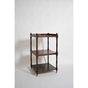 Faux Bamboo Bookshelves Pedestal Table, 1960s.