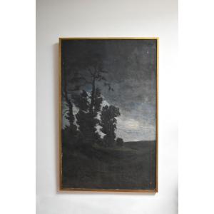   Landscape At Twilight Painting, XIXth C.