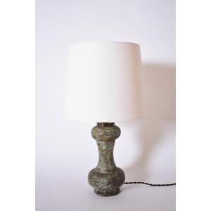 Green Turquoise Ceramic Bilobed Lamp, 1960s.