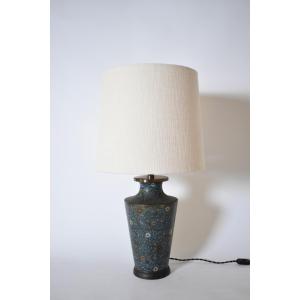 Cloisonné Bronze Baluster Lamp, XIXth C.