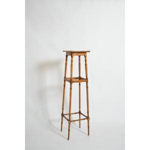Light Wood Faux Bamboo Pedestal Table, 1900s.