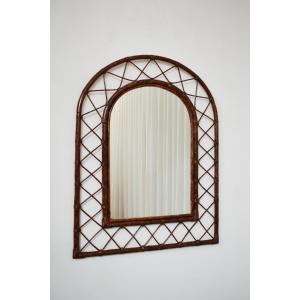Rattan Arch Mirror, 1970s