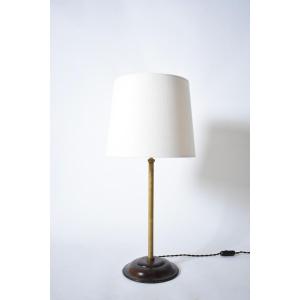 Viennese Secession Lamp In Brass And Wood, 1910s.