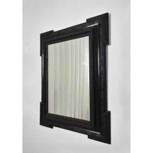 Carved Ebonised Wooden Mirror, XIXth C.